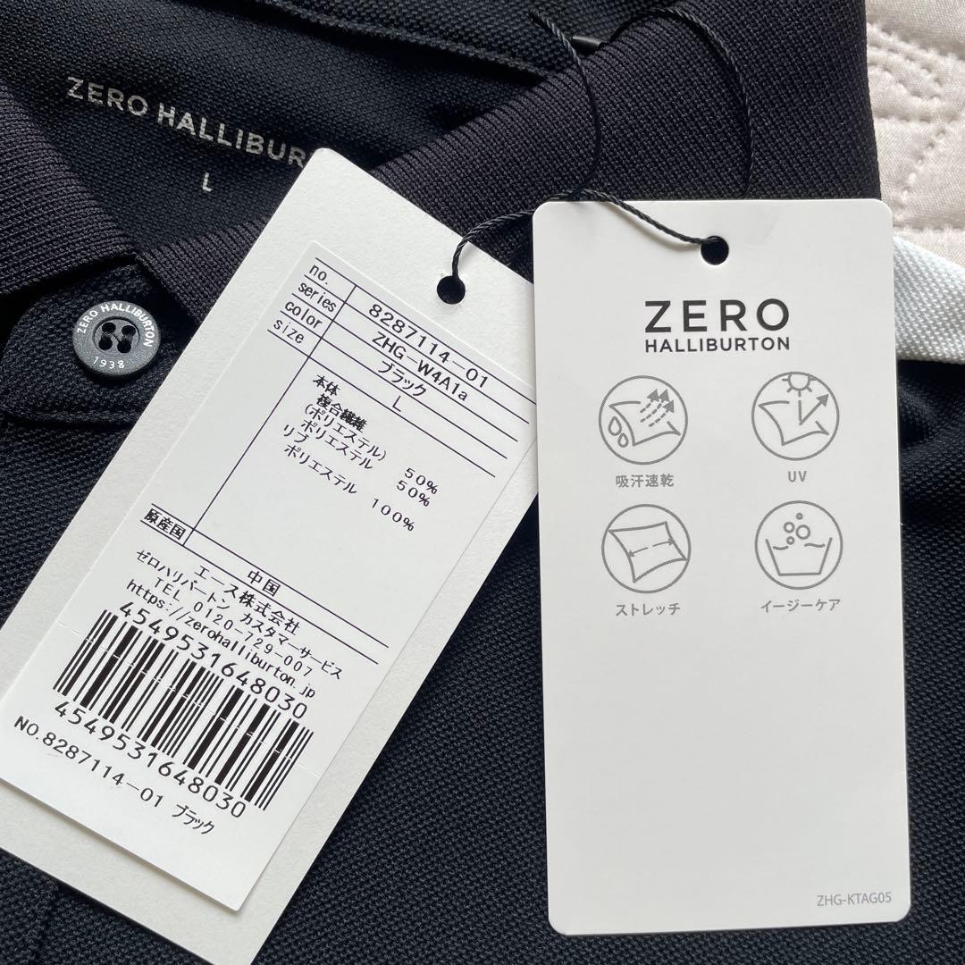 ZERO HALLIBURTON ゼロハリバートン半袖ポロシャツ　サイド白/黒L