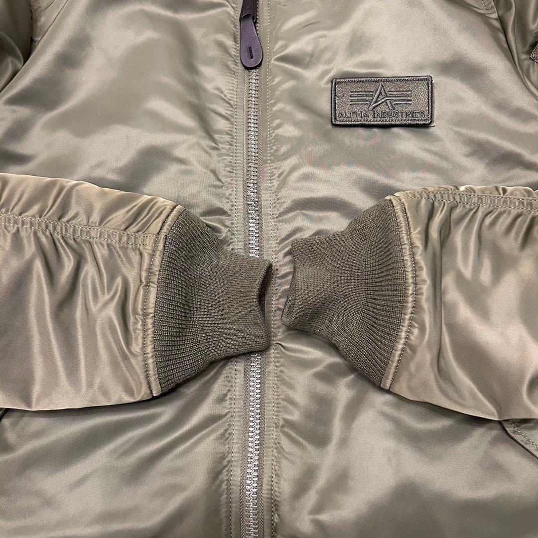 ALPHA アルファ MA-1 フライトジャケット グリーン 刺繍 ワッペン L