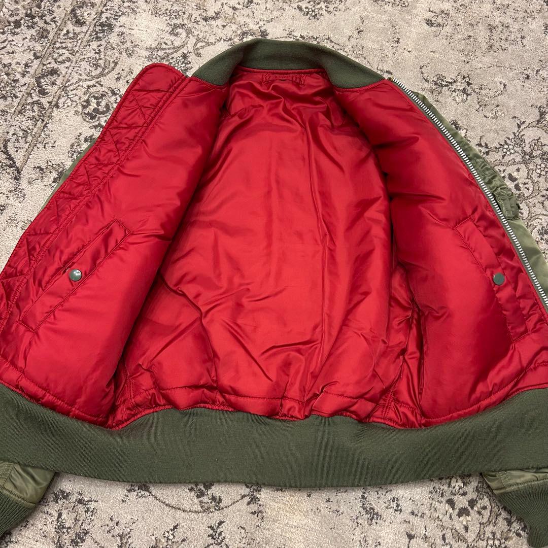 ALPHA アルファ MA-1 フライトジャケット グリーン 刺繍 ワッペン L