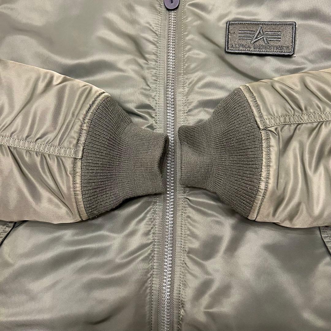 ALPHA アルファ MA-1 フライトジャケット グリーン 刺繍 ワッペン L
