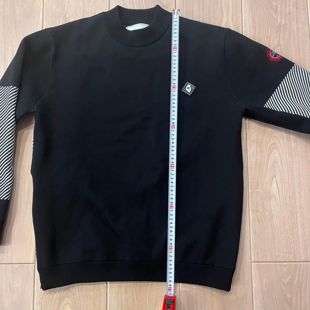 XL V12 裏地付 防風仕様ニットセーターブラックサイドzip