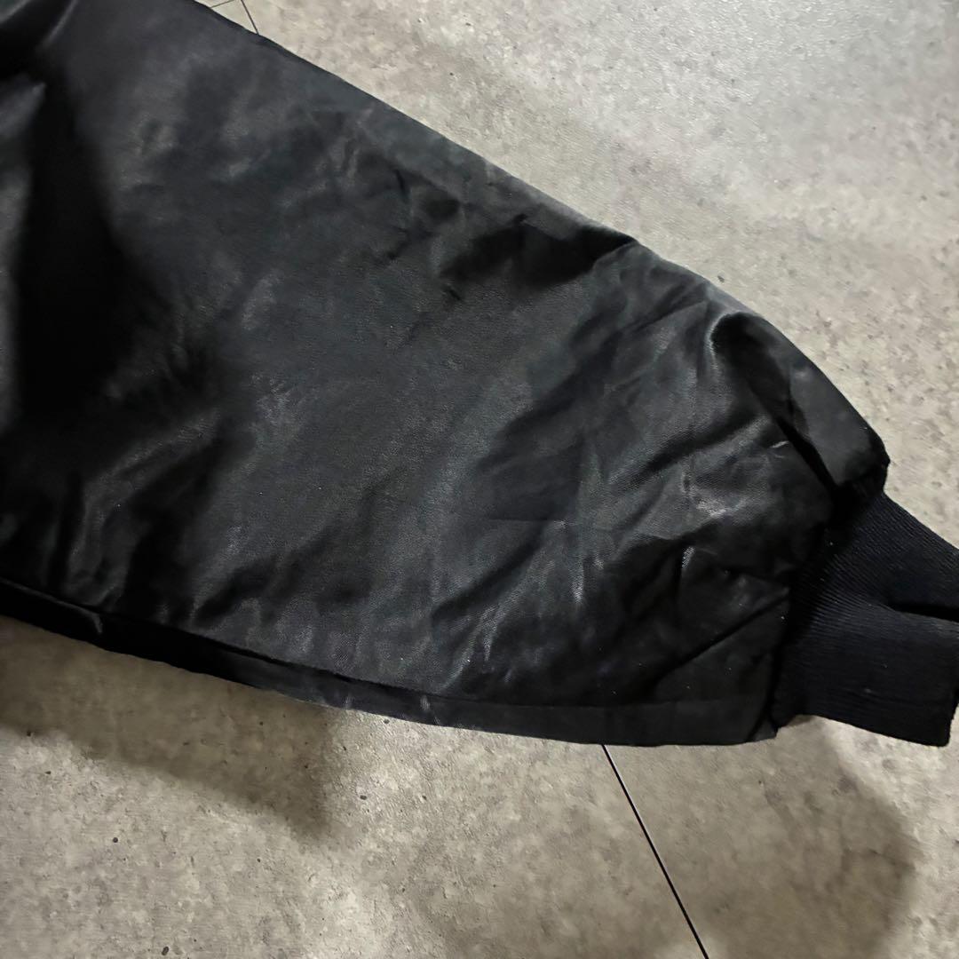 USA製80s Birdie中綿ナイロンスタジャン裏キルト刺繍ブラック短丈