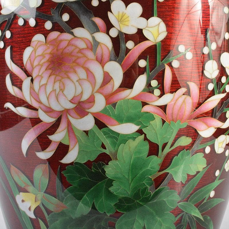 七宝焼 安藤七宝店 純銀刻印 透釉 四君子文 花瓶 M R7023 - メルカリ