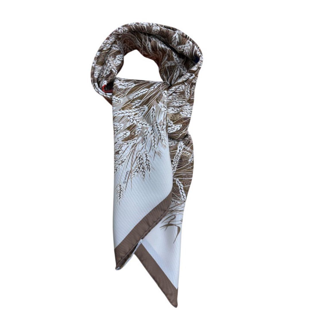 美品✨HERMES エルメス カレ 90麦畑とうさぎ シルク スカーフ 希少 極美品