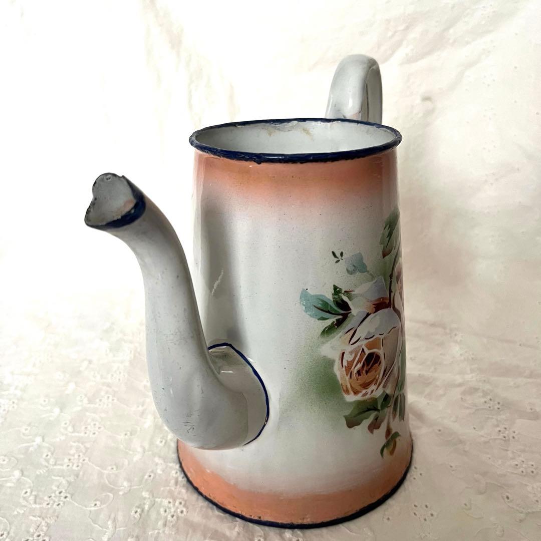 希少＊フランスアンティーク＊薔薇＊Japy＊コーヒーポット＊ピンク＊蓋無し