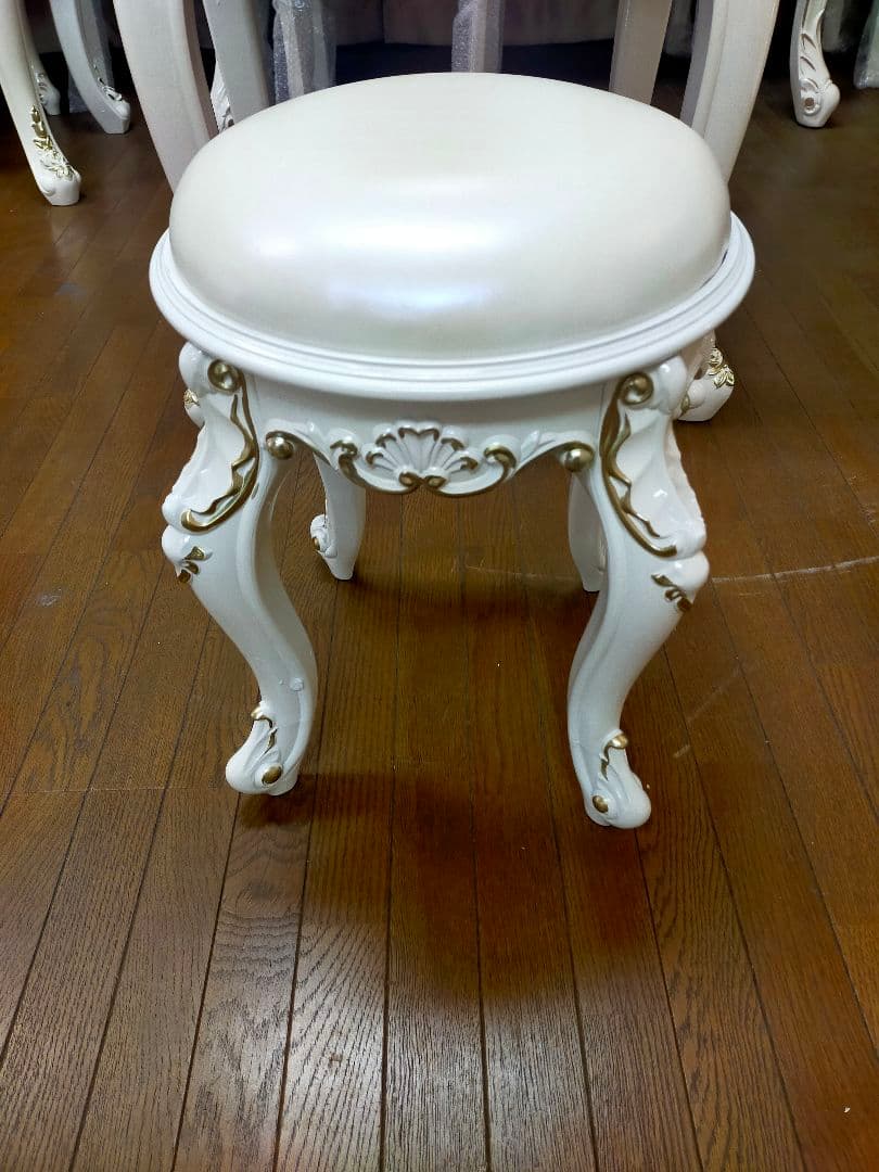 808 ドレッサー一面鏡 化粧台 鏡台 コンパクト 姫系 スツール付き メイク台