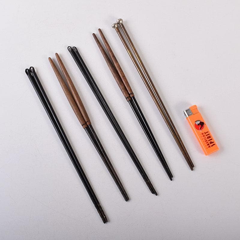 茶道具 銅製2膳 鉄製3膳 火箸 五膳まとめて 箱付 C 8032