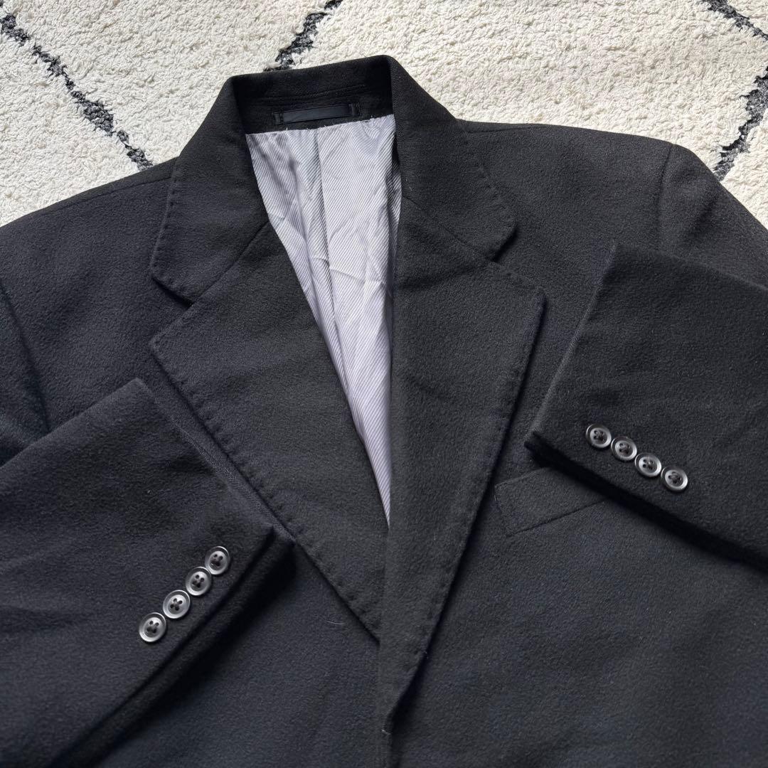 極上カシミヤ100％　チェスターコート　マキシ丈　ブラック　比翼　Mサイズ