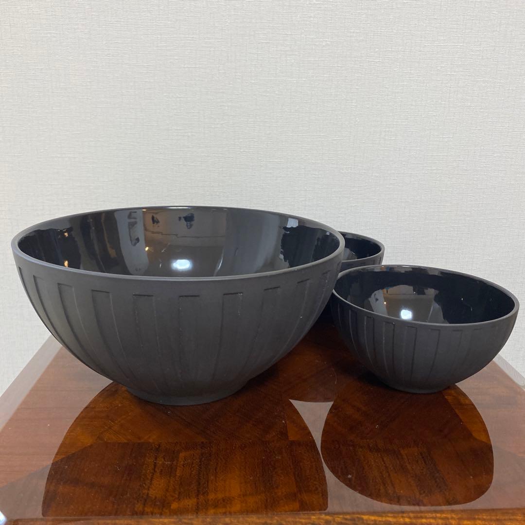 ウェッジウッド 希少色】ナイト&デイ 黒 ボウル 大1個小2個セット