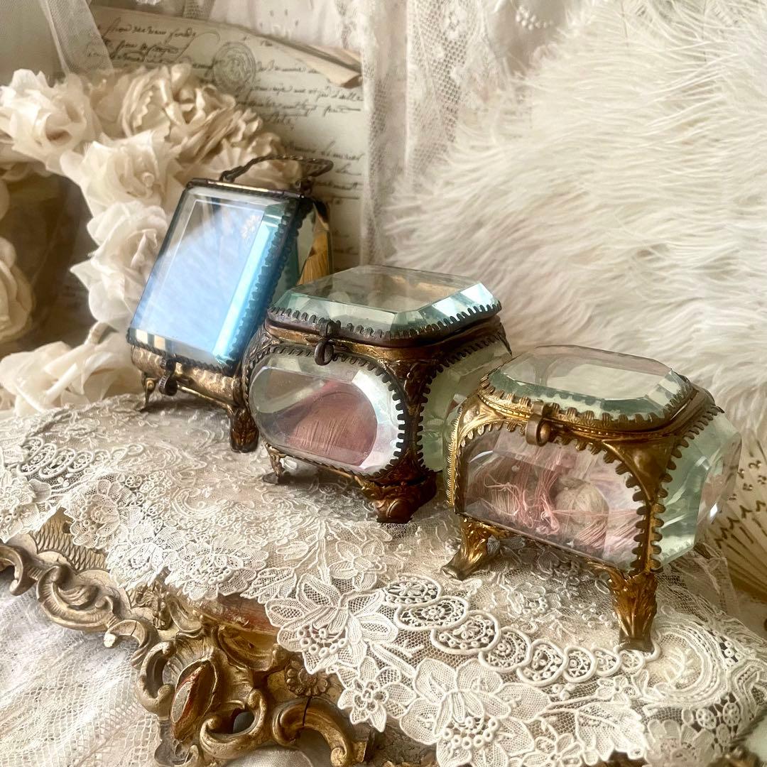 あけみん様専用 ベベルガラス懐中時計ケースジュエリーボックス