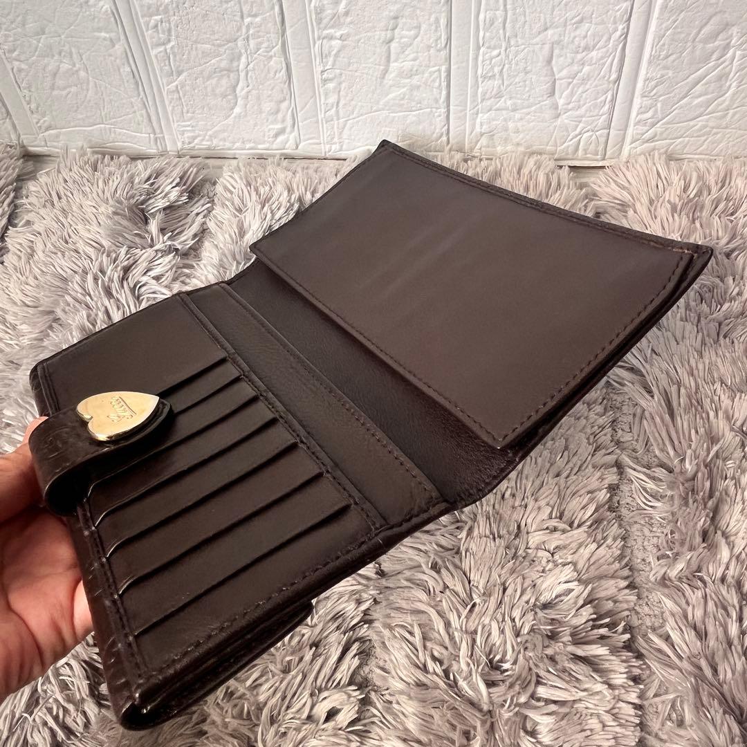 良品✨GUCCI シマ　ラブリーハート　Wホック　ダークブラウン　レディース