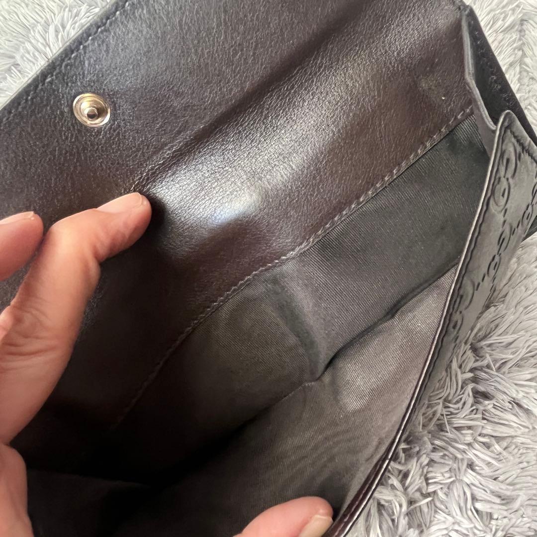 良品✨GUCCI シマ　ラブリーハート　Wホック　ダークブラウン　レディース