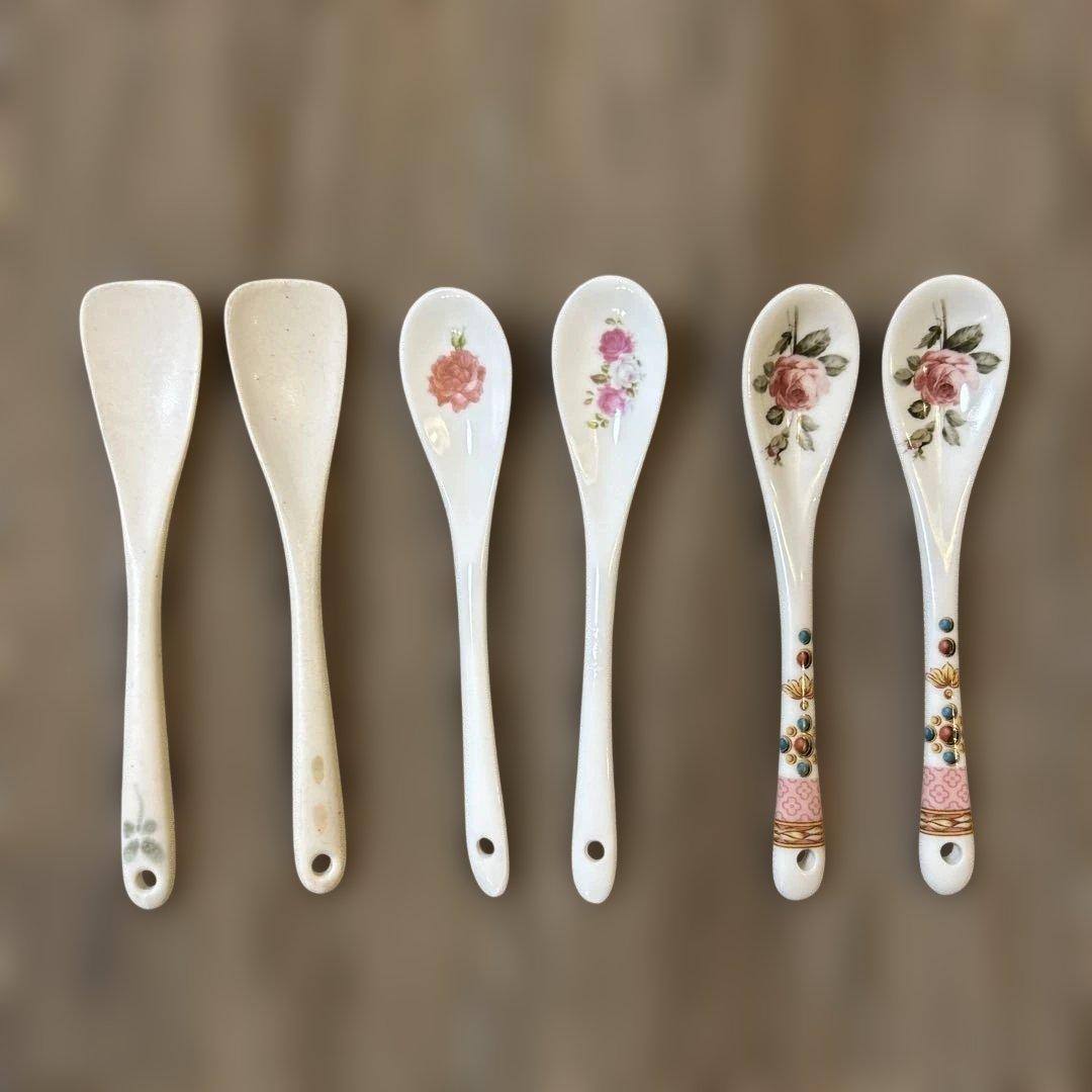 花柄陶器スプーン6本セット - メルカリ
