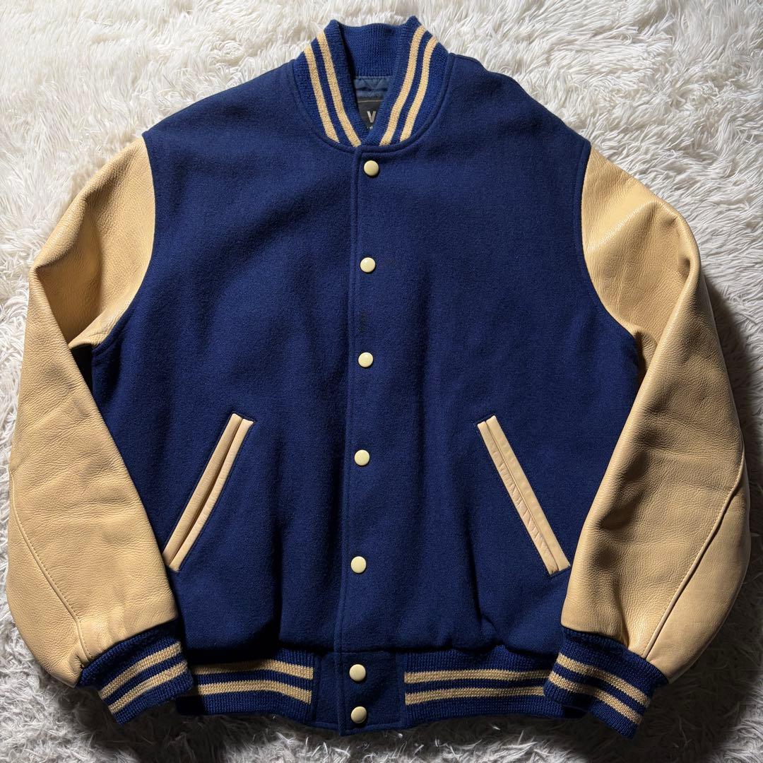 希少カラー■VAN JACKET スタジャン　袖レザー　アーチロゴ　L