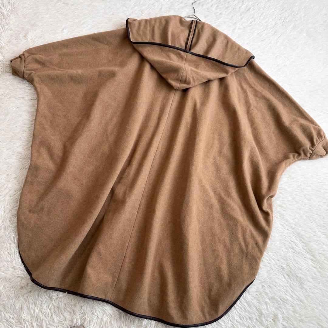 CLANE 定価5.7万 ショールフードバルーンコート ポンチョコート キャメル