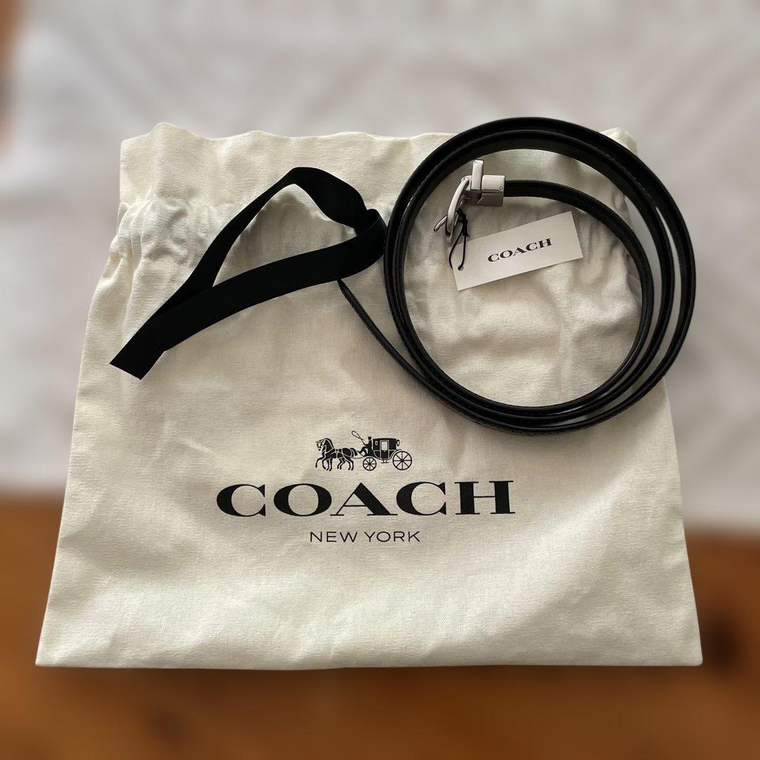COACH ブラックレザーベルト 保存袋付き