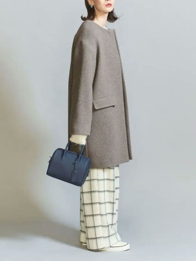 ユナイテッドアローズ　MANTECO ミドルノーカラーコート　MOCA　Sサイズ