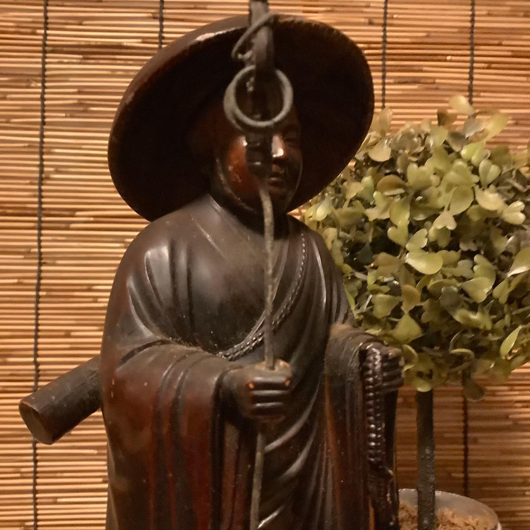 明治期「遍照金剛・弘法大師空海像」高野山金剛峯寺・高野山奥之院・アンチモニー金属