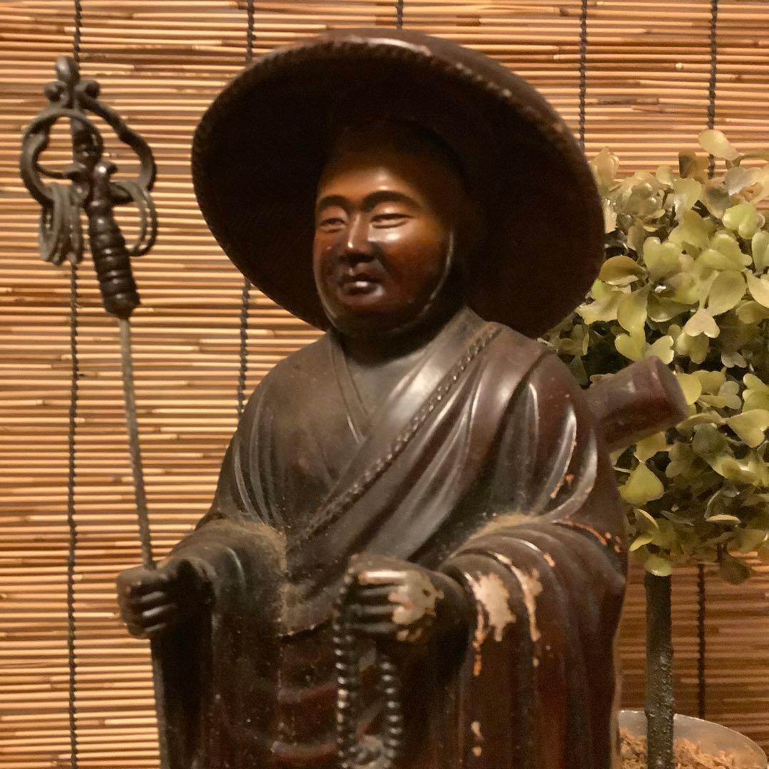 明治期「遍照金剛・弘法大師空海像」高野山金剛峯寺・高野山奥之院・アンチモニー金属