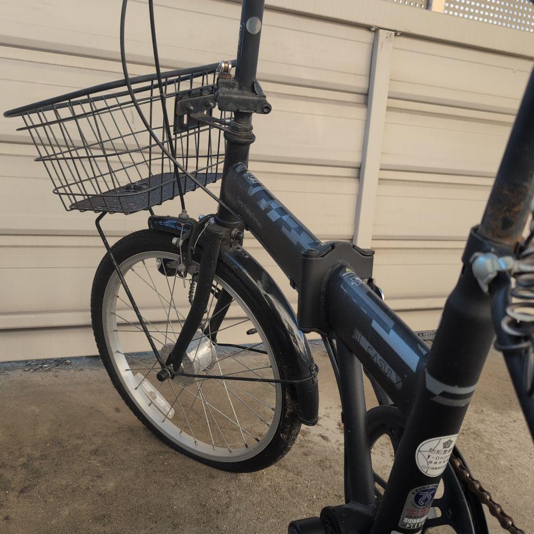 折りたたみ自転車 黒変速 前カゴ付き