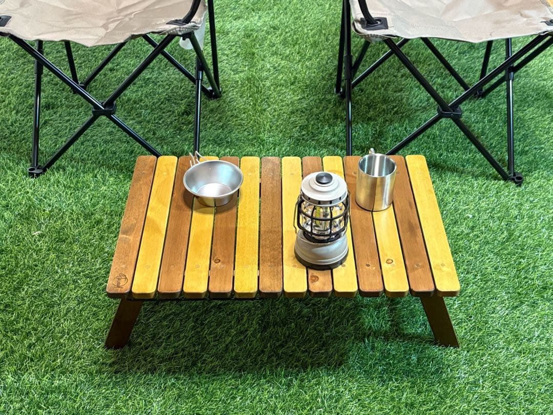 木製折りたたみアウトドアサイドテーブル【カラー:ウォルナット/ライト