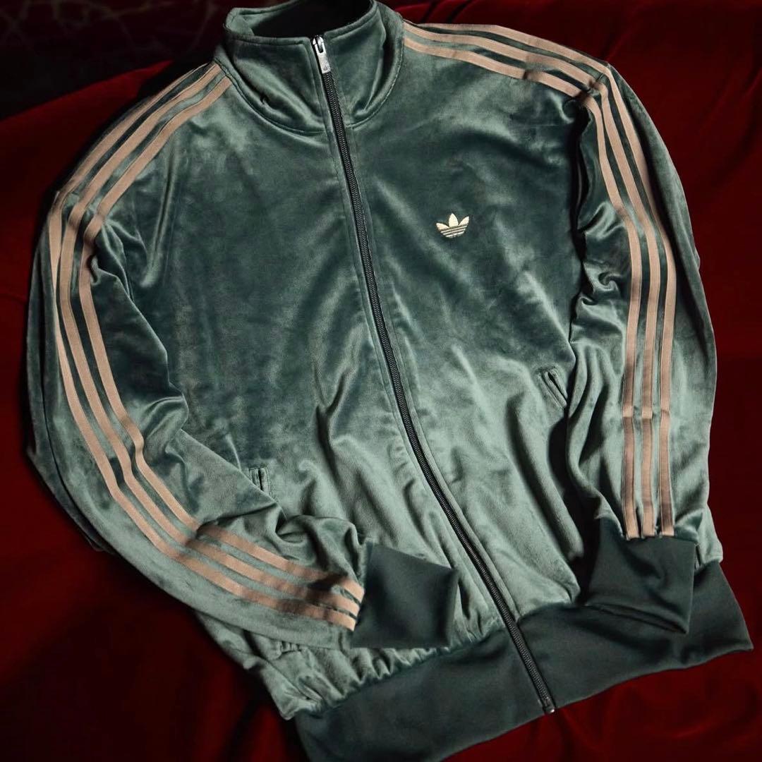 新品XL⭐️adidas ファイヤーバード ベロア トラックトップ グリーン
