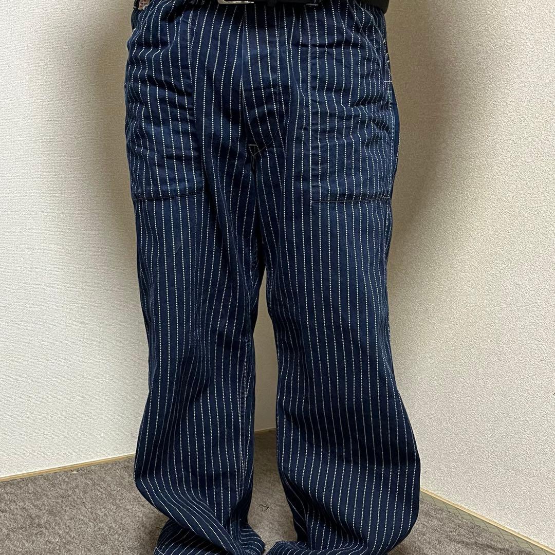 シュガーケーンストライプ デニムワークパンツ ウォバッシュ 【W36】
