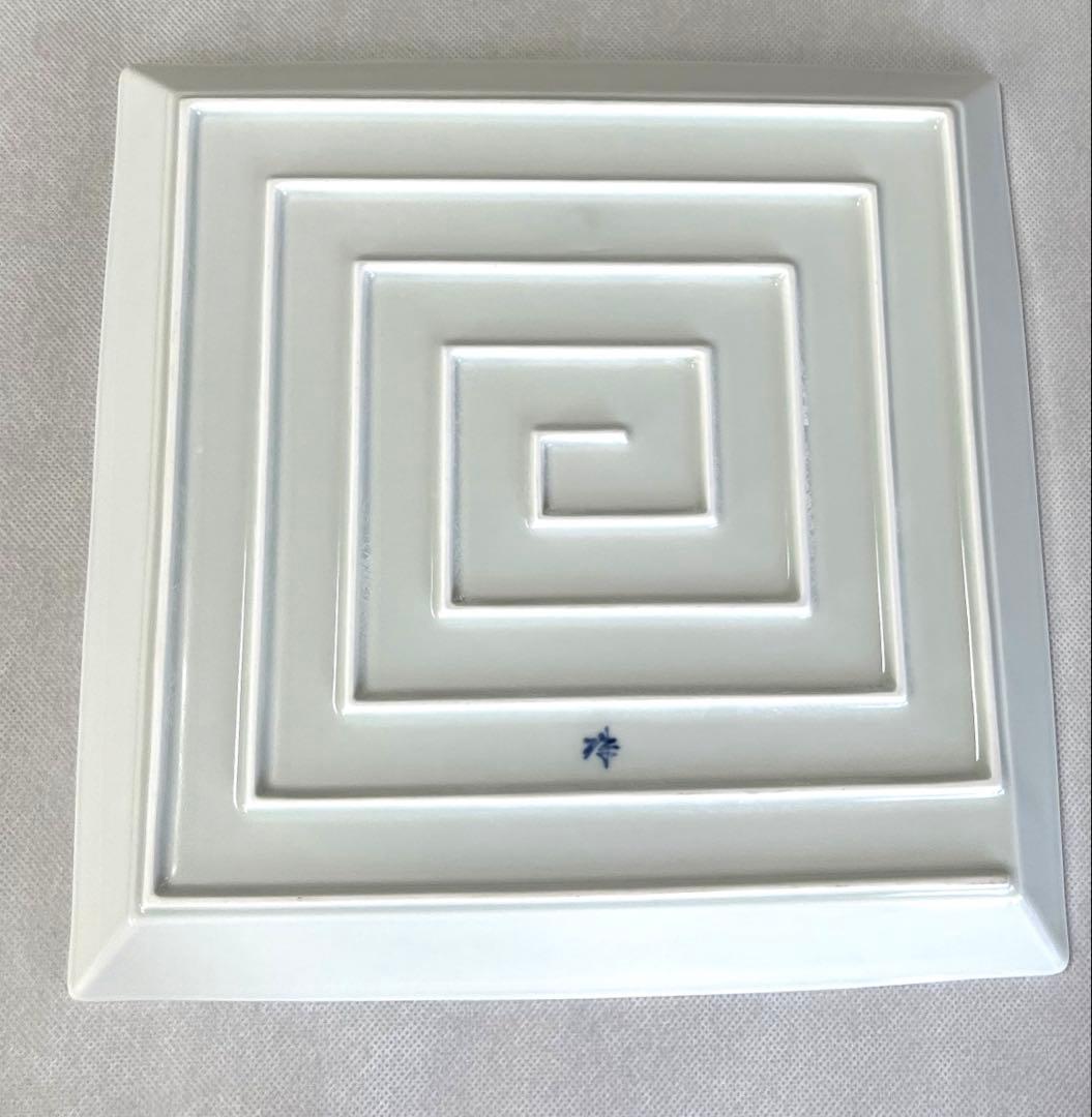 福珠陶苑　角皿　福珠窯　大皿　染綿丸紋　新品未使用