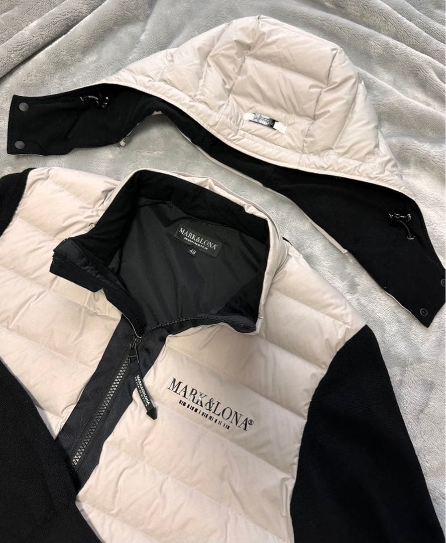 銀座SIX マークアンドロナ　ニット切替フーディーダウンジャケット　48（L）