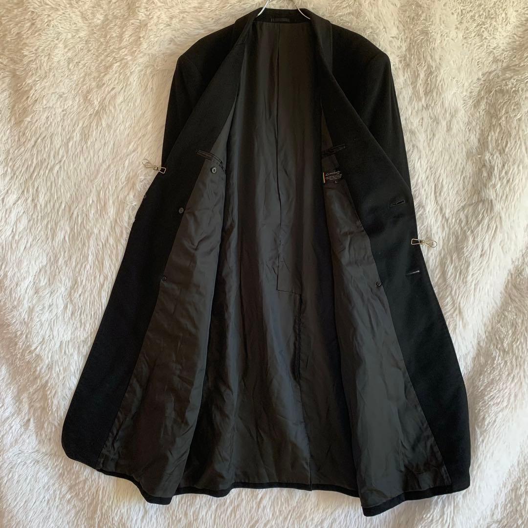 カシミヤ ダブルブレストコート L ブラック メンズ 日本製 紳士 通勤 上品