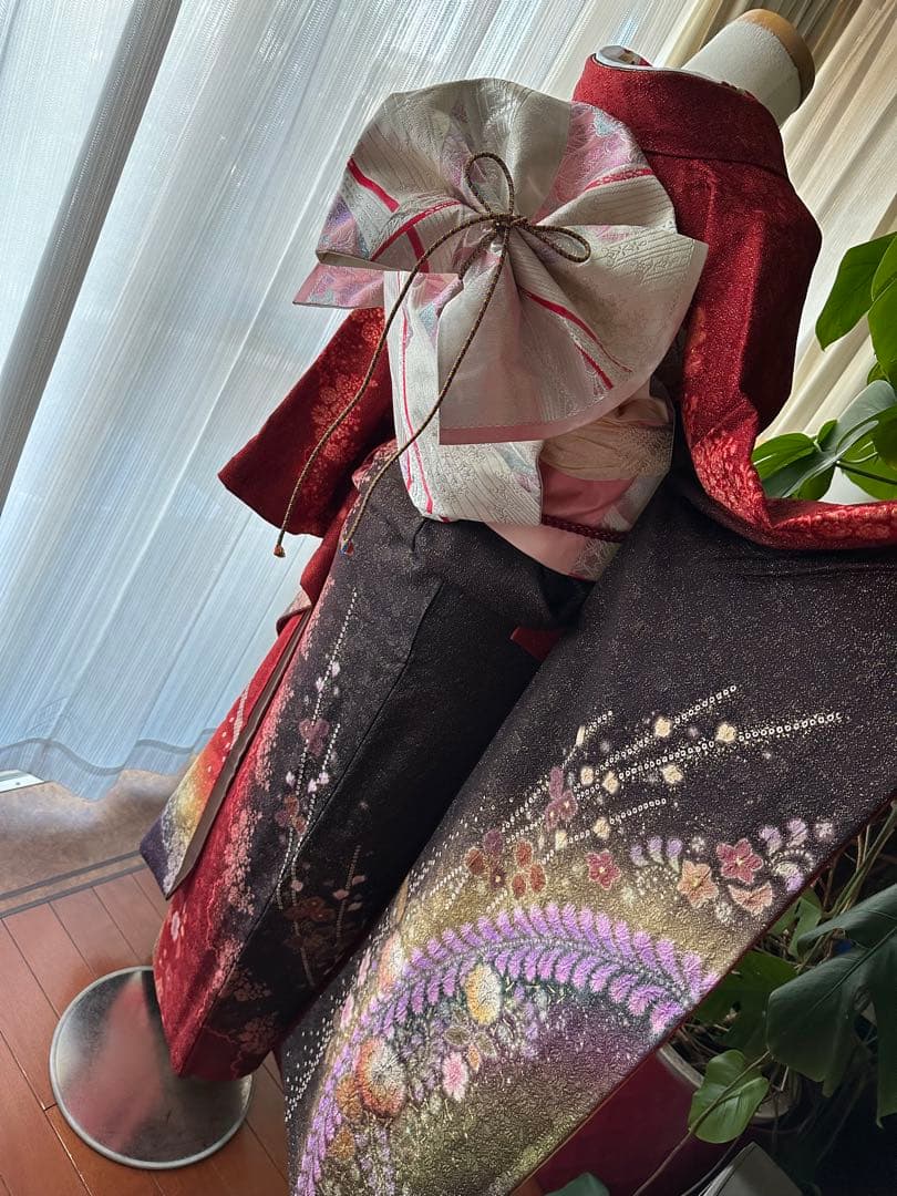 てな 振袖フルセット 赤×金通し 辻ヶ花 絞り ぼかし染めIK