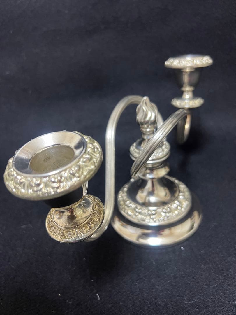 イギリスアンティーク銀シルバープレート製キャンドルスタンド1960年代現状品のみ