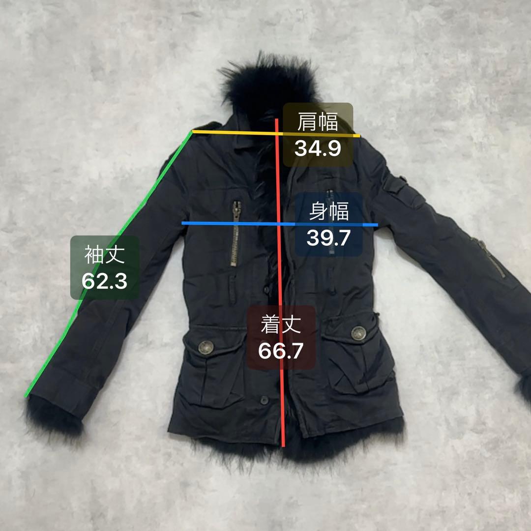 平成ギャル y2k リアルファー ミニタリージャケット ダークコア