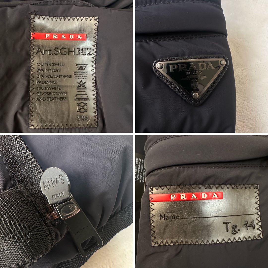 PRADA プラダ 三角ロゴ ダウンジャケット アウター フード ネイビー 44