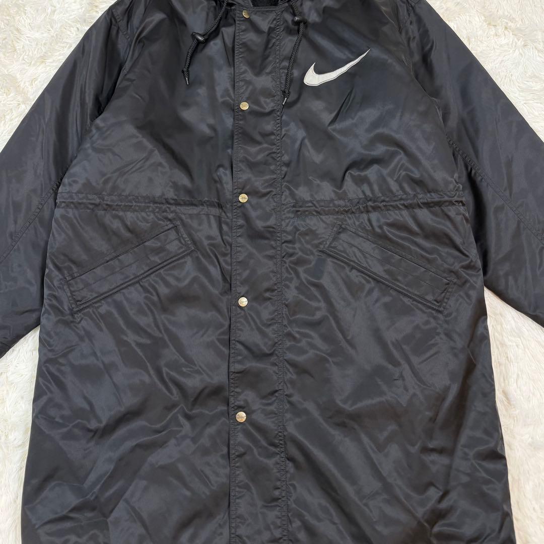 NIKE 銀タグ ベンチコート XL 黒 ロング ビッグスウッシュ - メルカリ