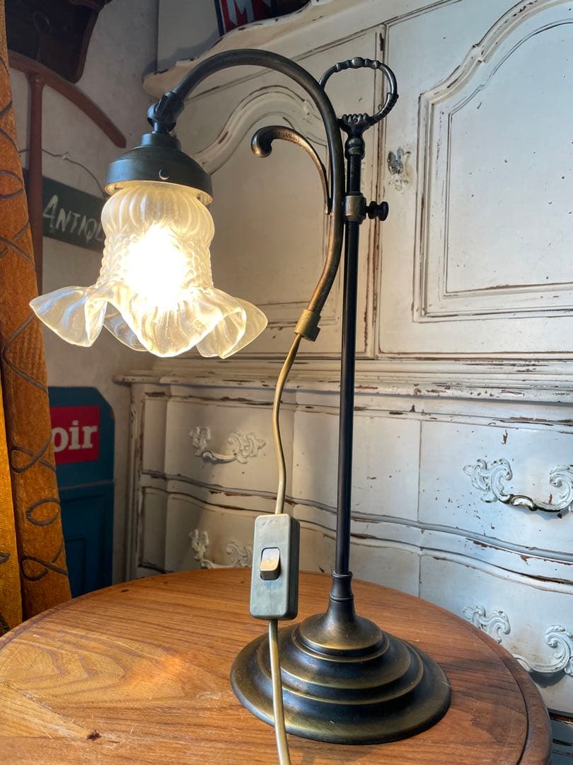 フランス アンティーク デスク ランプ B ベッドサイド 真鍮 卓上