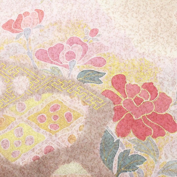 裄67cm 京友禅【松井青々】 【手描き本友禅染】と【日本刺繍