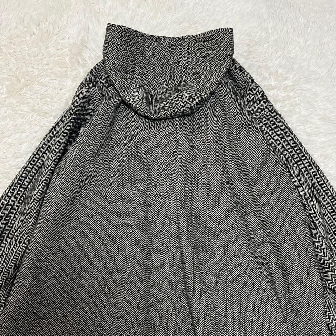 mizuiroind 24FW フード付きワイドコート ヘリンボーン M51