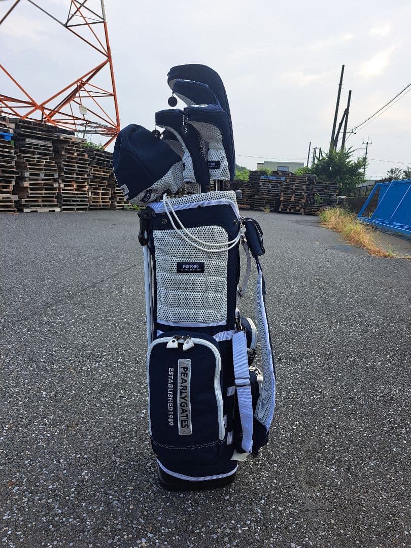 美品 PEARLY GATES ネイビーキャディバッグ ヘッドカバーセット