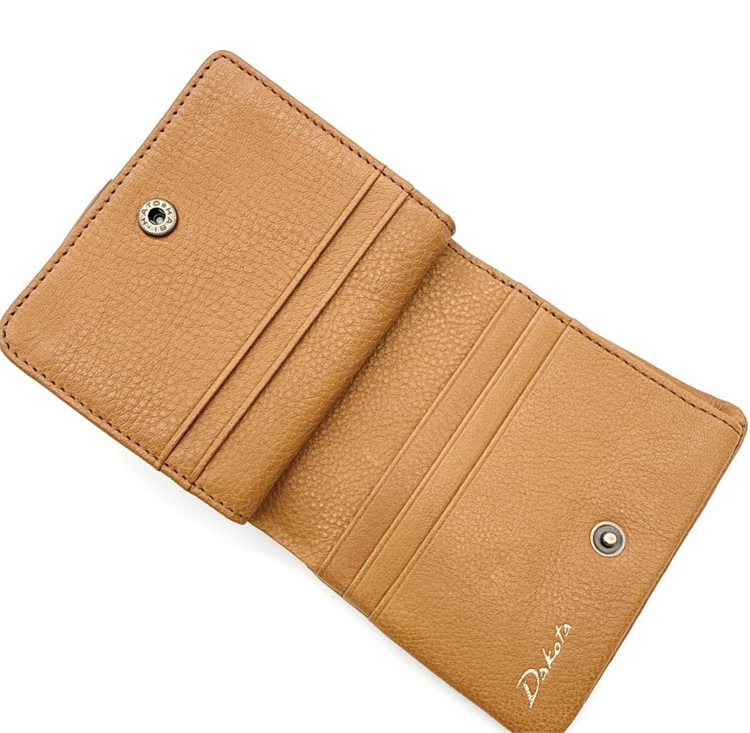 美品】Dakota 二つ折り財布 コンパクト 本革 馬蹄 L字ファスナー