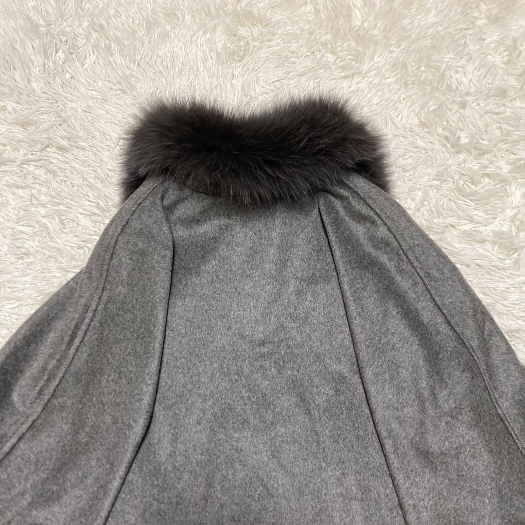 極美品サガファー　ケープコート　ポンチョ　カシミヤ100% ブルーフォックス