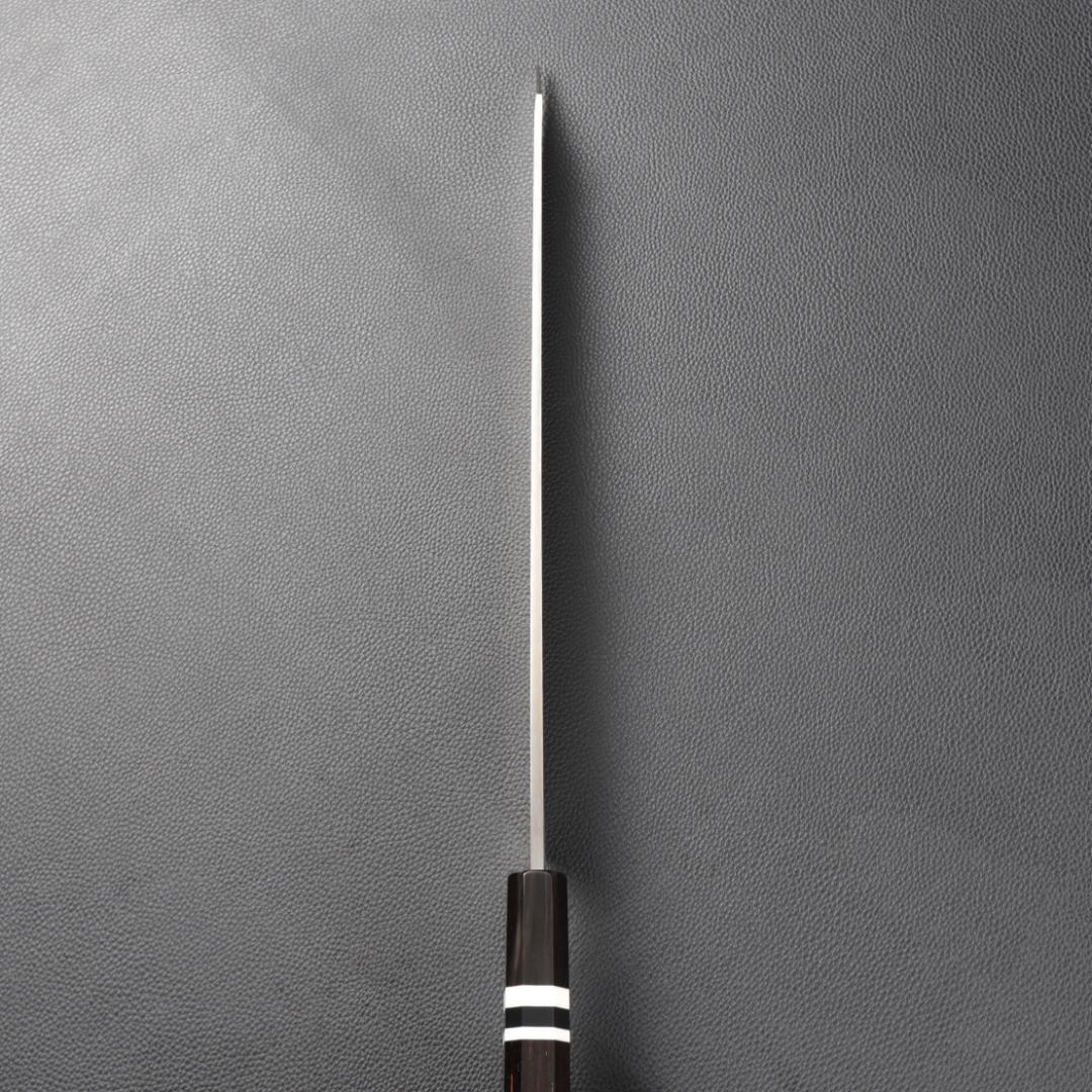 11160左利き用切付包丁 尺 刺身包丁 刃は究極の切れ味黒檀水牛白三本巻八角柄