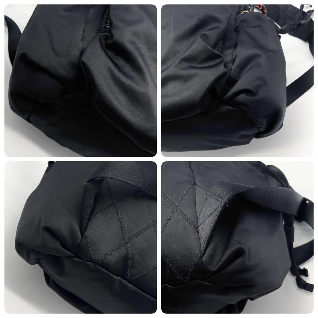 A835 美品 シーバイクロエ リュック 刺繍ロゴ 軽量ナイロン A4可 黒