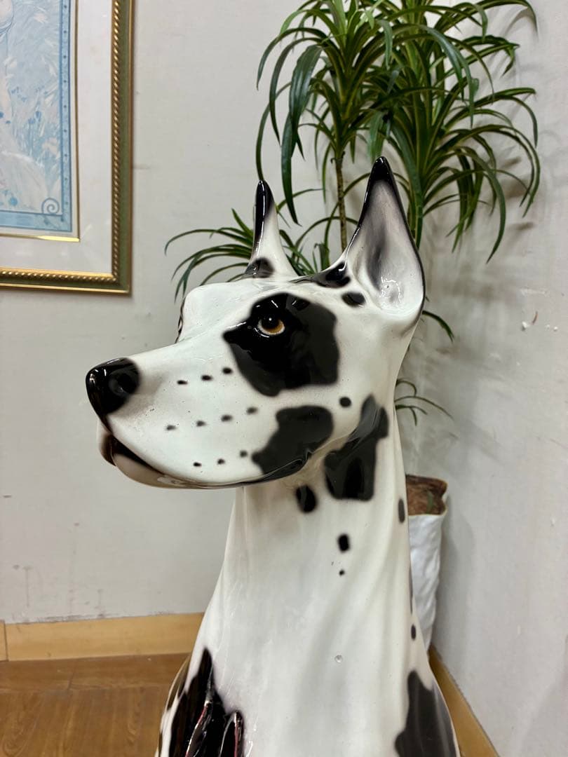 管400☆イタリア製☆陶器☆グレートデン ハーレクイン柄 ☆オブジェ