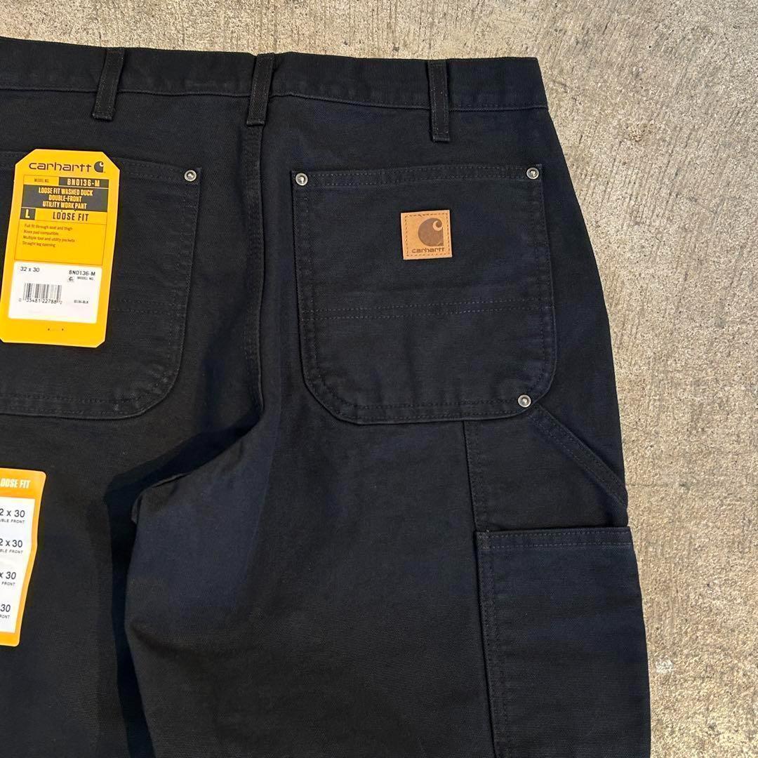 新品 カーハート B136 ウォッシュド ダック ダブルニー パンツ黒 W32