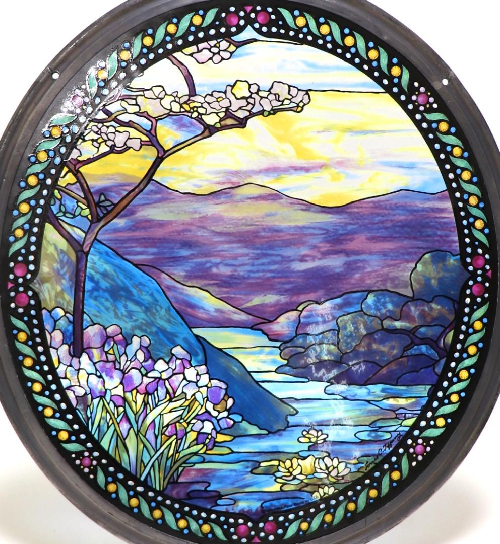 ルイス・C・ティファニー ヴィンテージ ステンドグラス 大型ランドスケープ 風景