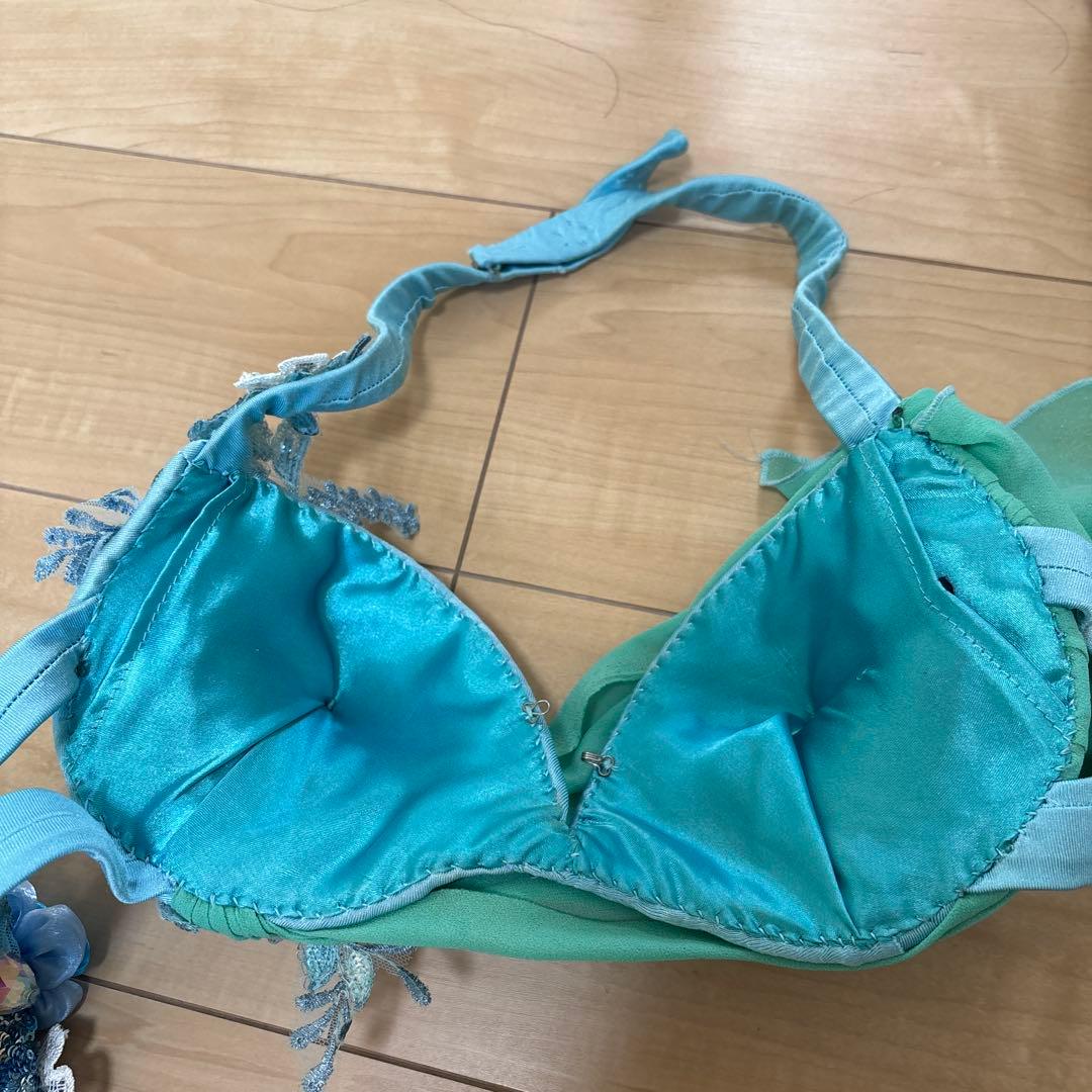 ベリーダンス オリエンタル 衣装 ブラ スカート 一体型 ターコイズ