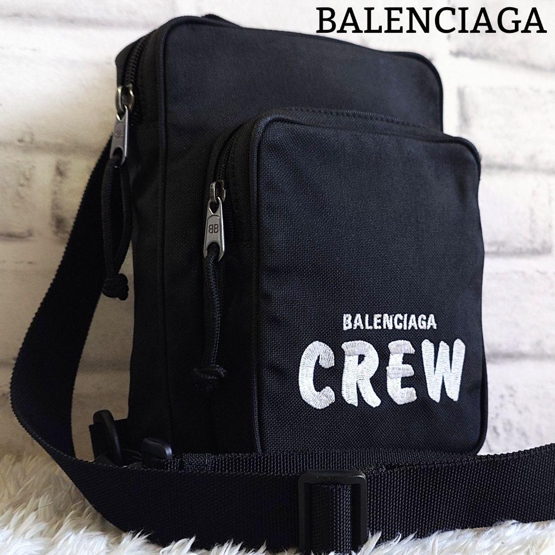 美品 バレンシアガ エクスプローラー CREW ボディバッグ 黒 斜め掛け 刺繍