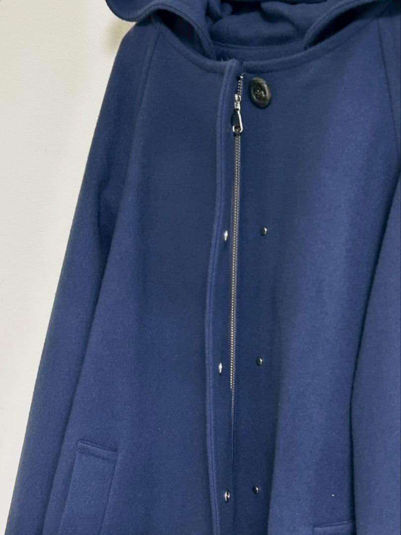 SHIPS ウールナイロンフーデッドコート　2way ブルー　新品　29920円