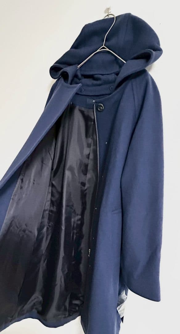 SHIPS ウールナイロンフーデッドコート　2way ブルー　新品　29920円
